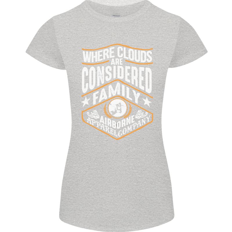 Skydiving Clouds Are Family Skydiver Womens Petite Cut T-Shirt Sports Grey