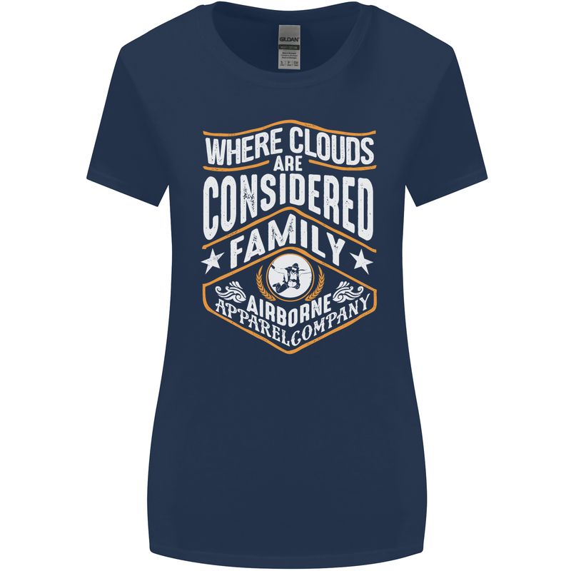 Skydiving Clouds Are Family Skydiver Womens Wider Cut T-Shirt Navy Blue