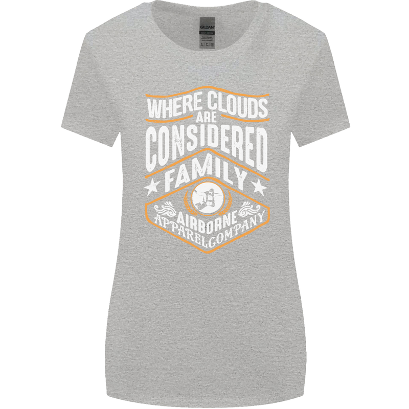 Skydiving Clouds Are Family Skydiver Womens Wider Cut T-Shirt Sports Grey