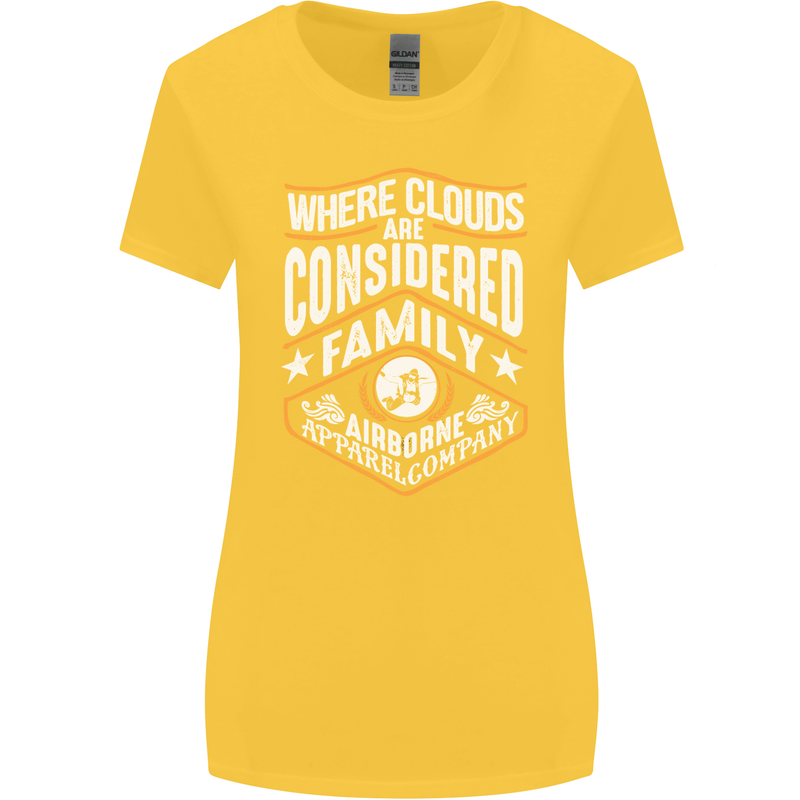 Skydiving Clouds Are Family Skydiver Womens Wider Cut T-Shirt Yellow
