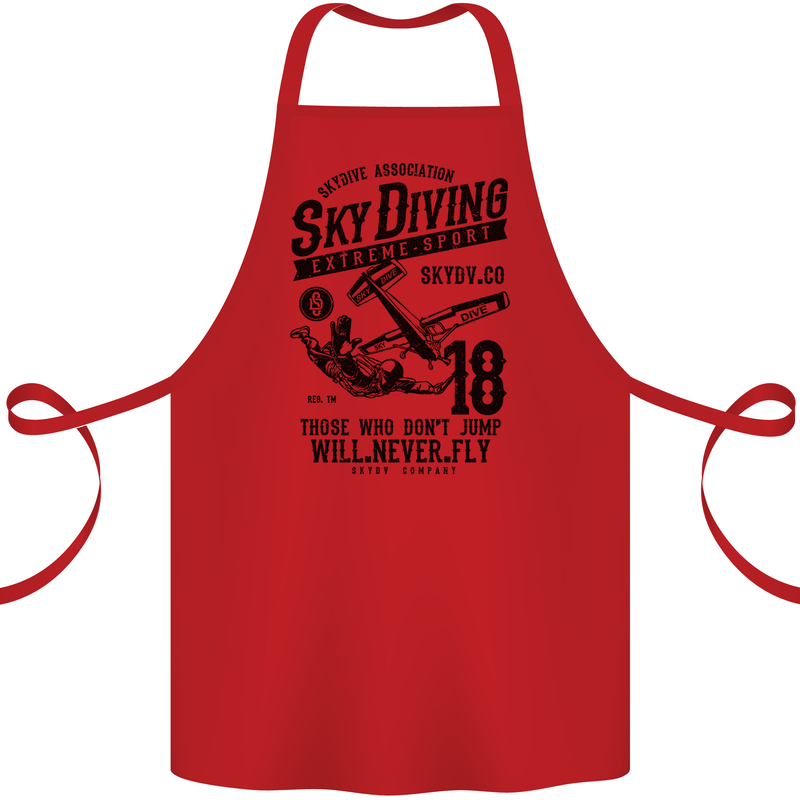 Skydiving Extreme Sports Skydiver Freefall Cotton Apron 100% Organic Red