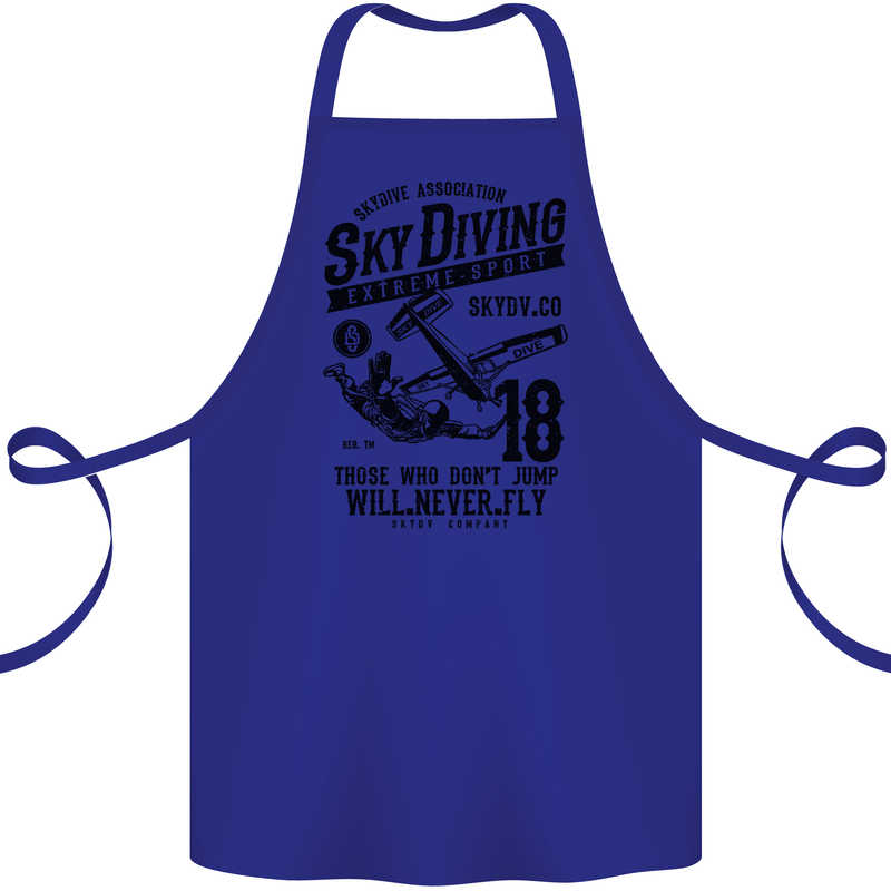 Skydiving Extreme Sports Skydiver Freefall Cotton Apron 100% Organic Royal Blue