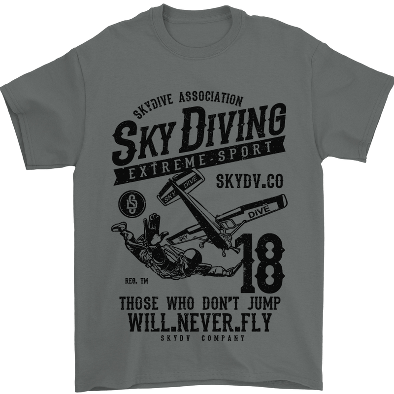 Skydiving Extreme Sports Skydiver Freefall Mens T-Shirt Cotton Gildan Charcoal