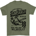 Skydiving Extreme Sports Skydiver Freefall Mens T-Shirt Cotton Gildan Military Green