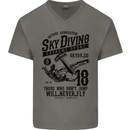 Skydiving Extreme Sports Skydiver Freefall Mens V-Neck Cotton T-Shirt Charcoal
