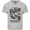 Skydiving Extreme Sports Skydiver Freefall Mens V-Neck Cotton T-Shirt Sports Grey