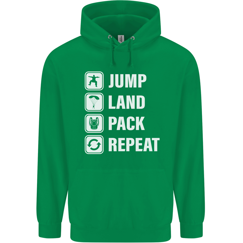 Skydiving Jump Land Pack Funny Skydiver Childrens Kids Hoodie Irish Green