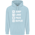 Skydiving Jump Land Pack Funny Skydiver Childrens Kids Hoodie Light Blue