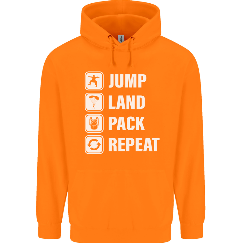 Skydiving Jump Land Pack Funny Skydiver Childrens Kids Hoodie Orange