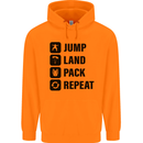 Skydiving Jump Land Pack Funny Skydiver Childrens Kids Hoodie Orange