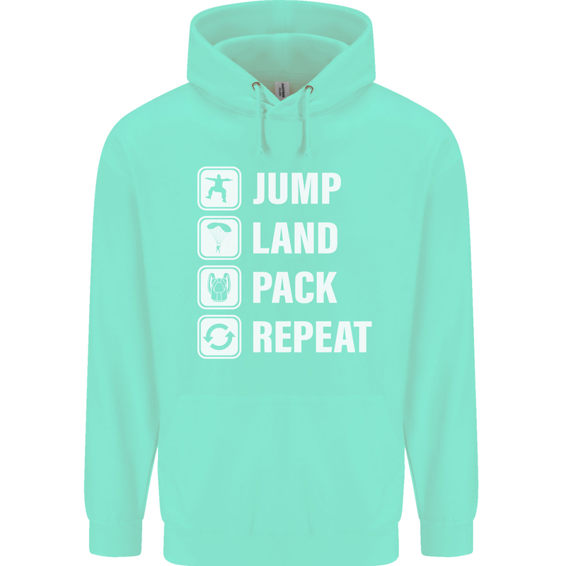 Skydiving Jump Land Pack Funny Skydiver Childrens Kids Hoodie Peppermint