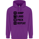 Skydiving Jump Land Pack Funny Skydiver Childrens Kids Hoodie Purple