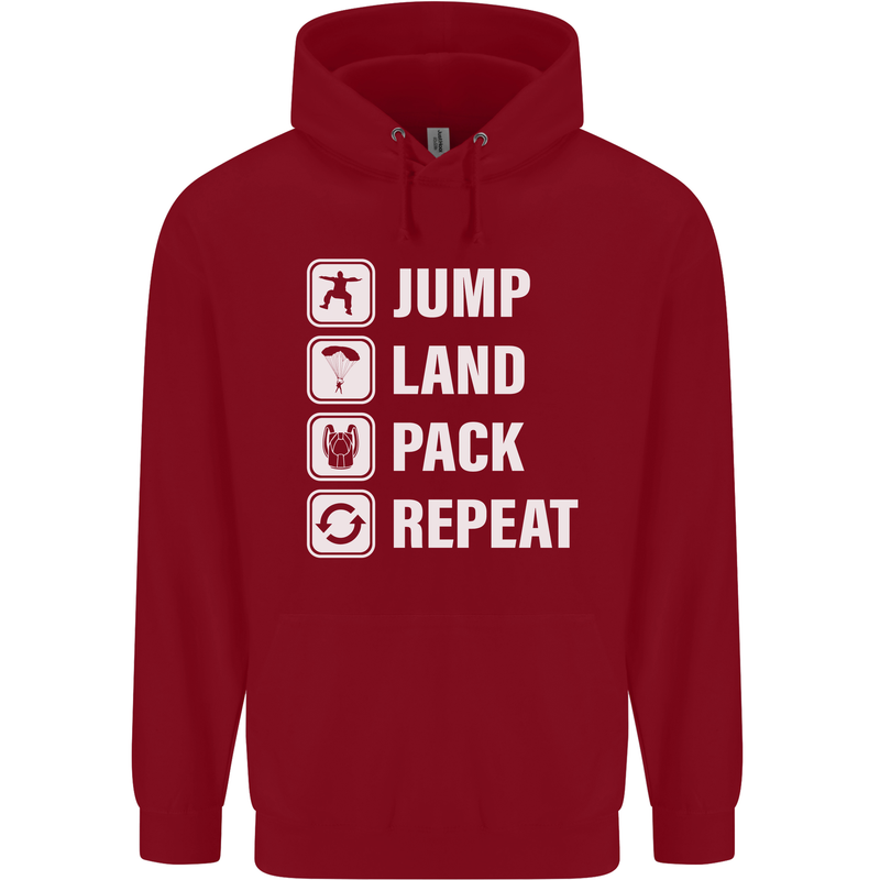 Skydiving Jump Land Pack Funny Skydiver Childrens Kids Hoodie Red