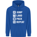 Skydiving Jump Land Pack Funny Skydiver Childrens Kids Hoodie Royal Blue