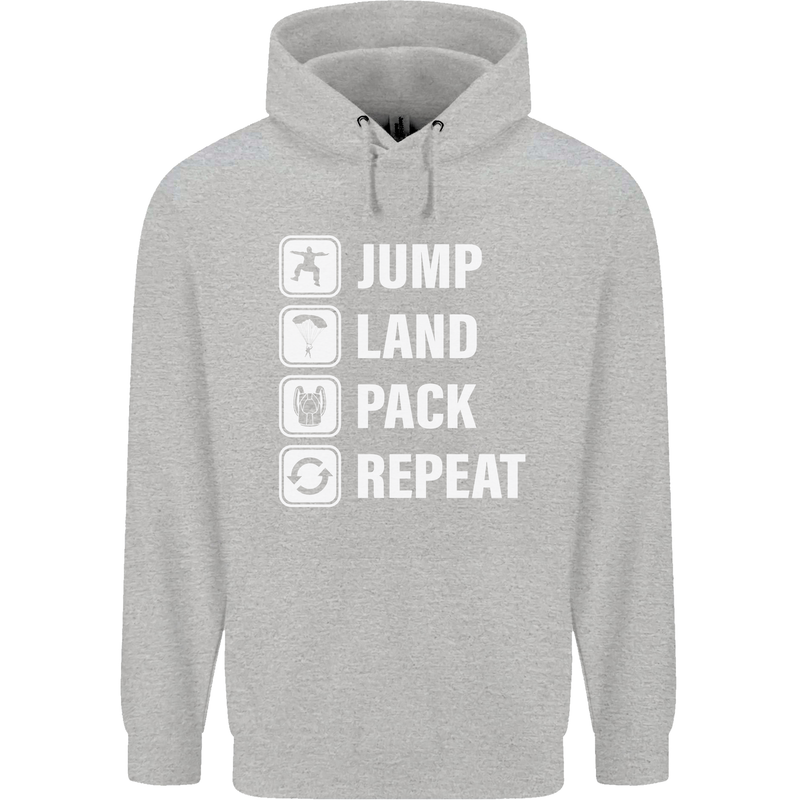 Skydiving Jump Land Pack Funny Skydiver Childrens Kids Hoodie Sports Grey