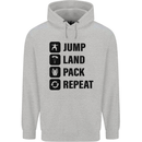 Skydiving Jump Land Pack Funny Skydiver Childrens Kids Hoodie Sports Grey
