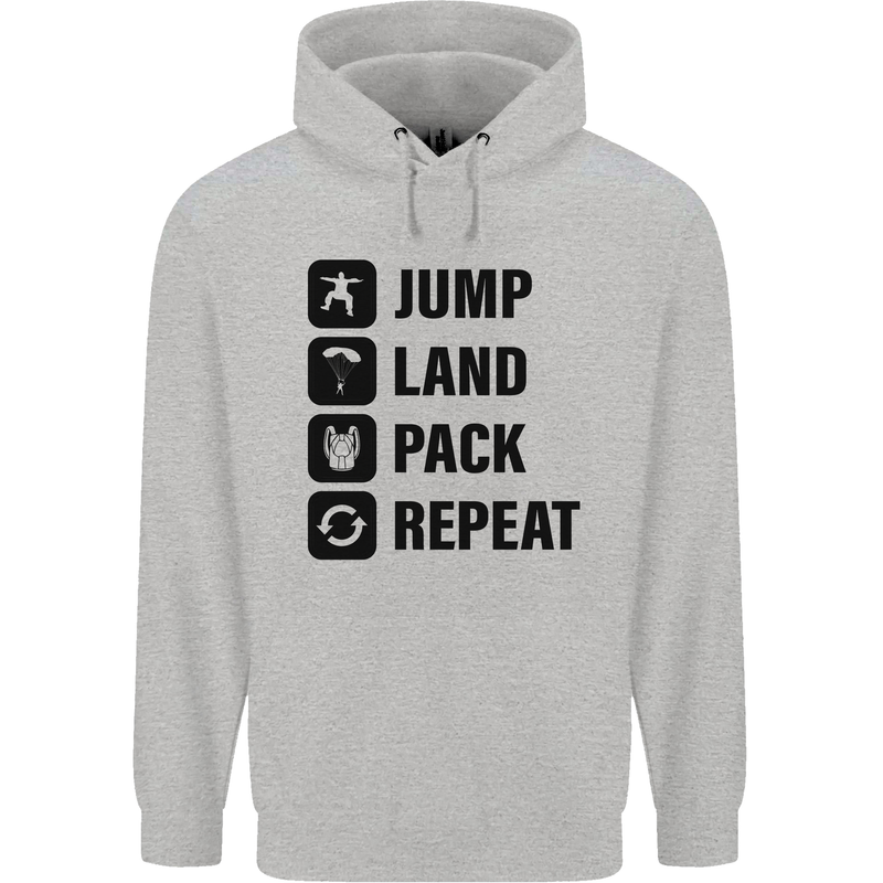 Skydiving Jump Land Pack Funny Skydiver Childrens Kids Hoodie Sports Grey