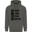 Skydiving Jump Land Pack Funny Skydiver Childrens Kids Hoodie Storm Grey