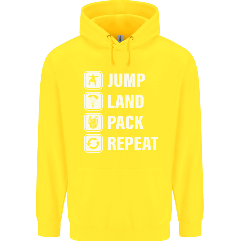 Skydiving Jump Land Pack Funny Skydiver Childrens Kids Hoodie Yellow