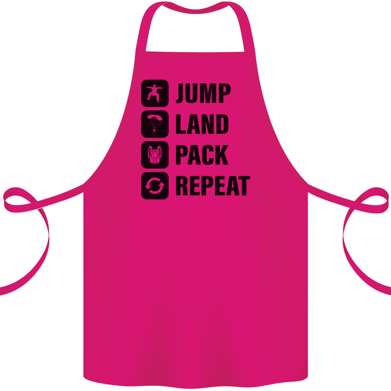 Skydiving Jump Land Pack Funny Skydiver Cotton Apron 100% Organic Pink