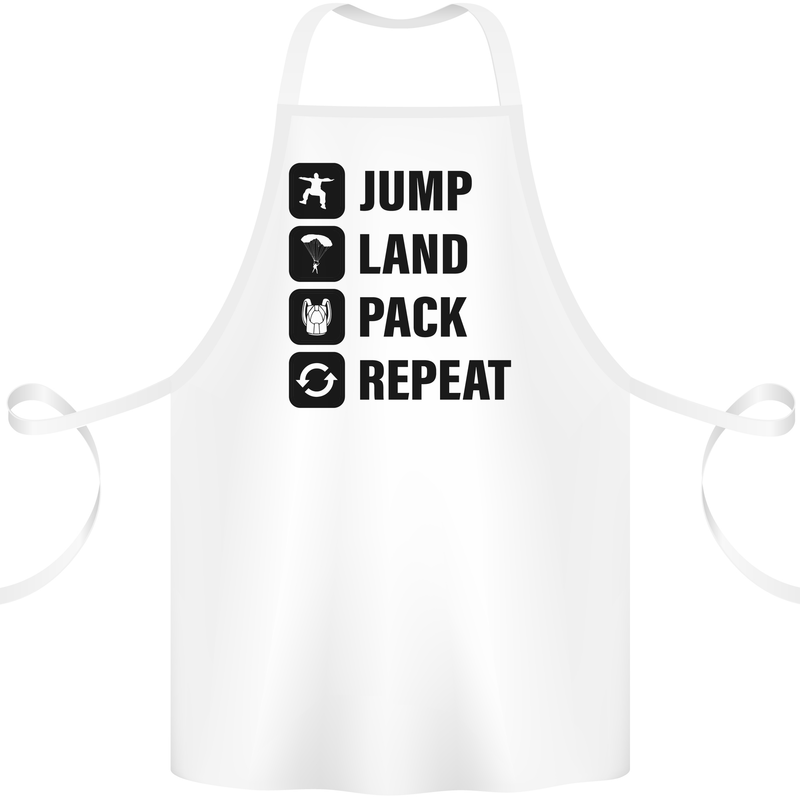 Skydiving Jump Land Pack Funny Skydiver Cotton Apron 100% Organic White