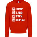 Skydiving Jump Land Pack Funny Skydiver Kids Sweatshirt Jumper Bright Red