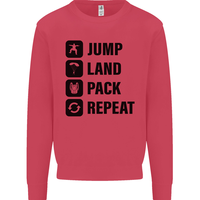 Skydiving Jump Land Pack Funny Skydiver Kids Sweatshirt Jumper Heliconia