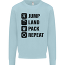 Skydiving Jump Land Pack Funny Skydiver Kids Sweatshirt Jumper Light Blue