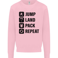Skydiving Jump Land Pack Funny Skydiver Kids Sweatshirt Jumper Light Pink