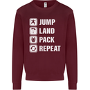 Skydiving Jump Land Pack Funny Skydiver Kids Sweatshirt Jumper Maroon