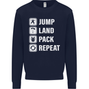 Skydiving Jump Land Pack Funny Skydiver Kids Sweatshirt Jumper Navy Blue