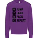 Skydiving Jump Land Pack Funny Skydiver Kids Sweatshirt Jumper Purple