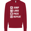 Skydiving Jump Land Pack Funny Skydiver Kids Sweatshirt Jumper Red