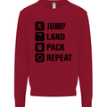 Skydiving Jump Land Pack Funny Skydiver Kids Sweatshirt Jumper Red