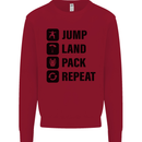 Skydiving Jump Land Pack Funny Skydiver Kids Sweatshirt Jumper Red