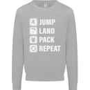 Skydiving Jump Land Pack Funny Skydiver Kids Sweatshirt Jumper Sports Grey