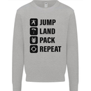 Skydiving Jump Land Pack Funny Skydiver Kids Sweatshirt Jumper Sports Grey