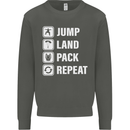 Skydiving Jump Land Pack Funny Skydiver Kids Sweatshirt Jumper Storm Grey