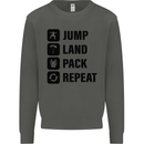 Skydiving Jump Land Pack Funny Skydiver Kids Sweatshirt Jumper Storm Grey