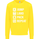 Skydiving Jump Land Pack Funny Skydiver Kids Sweatshirt Jumper Yellow