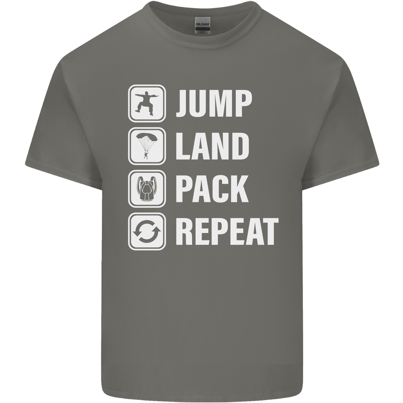 Skydiving Jump Land Pack Funny Skydiver Kids T-Shirt Childrens Charcoal