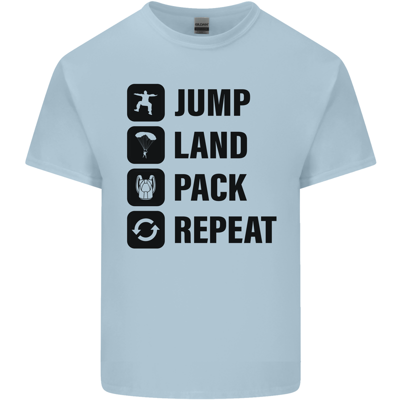 Skydiving Jump Land Pack Funny Skydiver Kids T-Shirt Childrens Light Blue