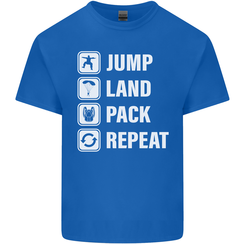 Skydiving Jump Land Pack Funny Skydiver Kids T-Shirt Childrens Royal Blue