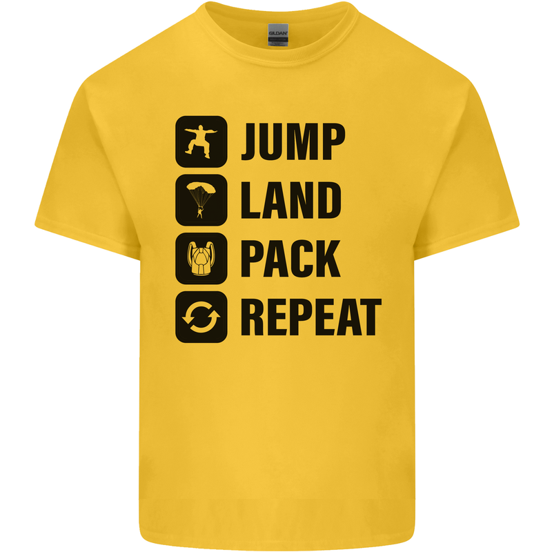 Skydiving Jump Land Pack Funny Skydiver Kids T-Shirt Childrens Yellow