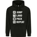 Skydiving Jump Land Pack Funny Skydiver Mens 80% Cotton Hoodie Black