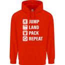 Skydiving Jump Land Pack Funny Skydiver Mens 80% Cotton Hoodie Bright Red