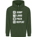 Skydiving Jump Land Pack Funny Skydiver Mens 80% Cotton Hoodie Forest Green