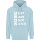Skydiving Jump Land Pack Funny Skydiver Mens 80% Cotton Hoodie Light Blue