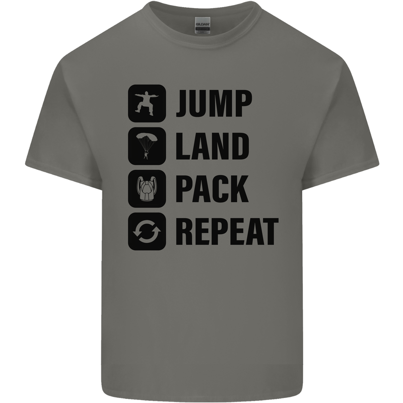 Skydiving Jump Land Pack Funny Skydiver Mens Cotton T-Shirt Tee Top Charcoal