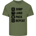 Skydiving Jump Land Pack Funny Skydiver Mens Cotton T-Shirt Tee Top Military Green